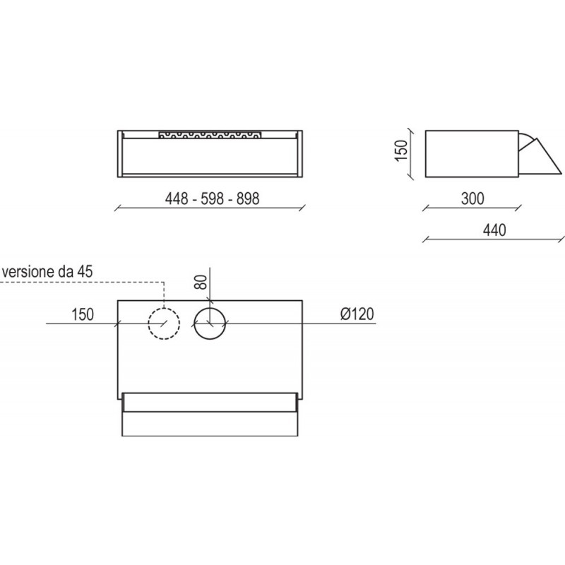 Baraldi Composita Cappa Cucina Estraibile Sottopensile Classica 90 Cm 380 M3/h - Grigia