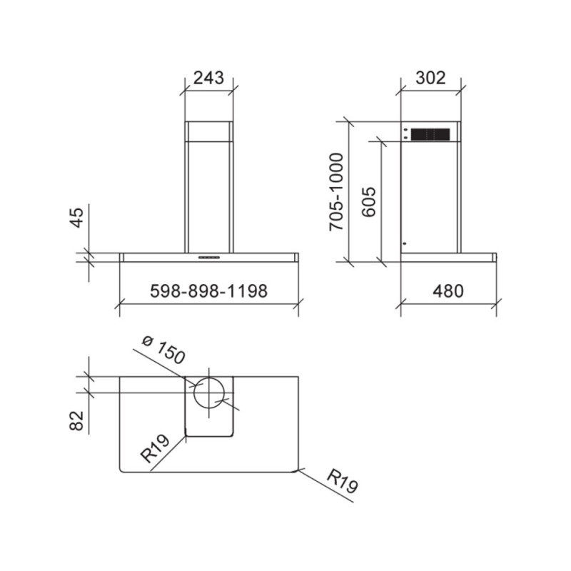 Baraldi DEA Cappa Cucina A Parete 120 Cm 900 M3/h - Inox