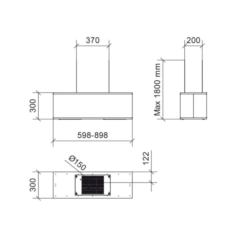 Baraldi DIADE Cappa Cucina Ad Isola 90 Cm Classe A 800 M3/h - Acciaio Inox/Bianco