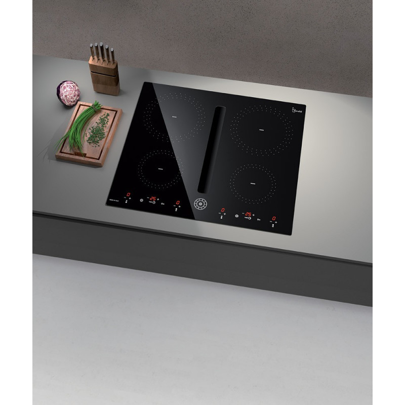 Baraldi DIAMOND 60 Piano Cottura A Induzione 60 Cm - Con Cappa Integrata Da 700 M3/h - Vetroceramica Nero