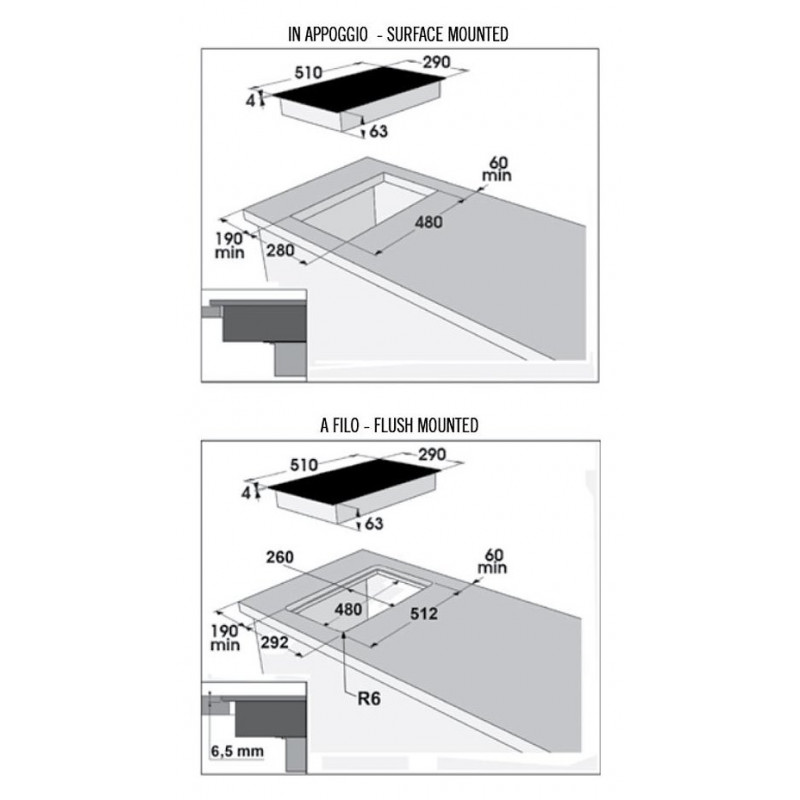 Baraldi DUO 30 Piano Cottura A Induzione 29 Cm - Vetroceramica Nero - 01PIDUO29