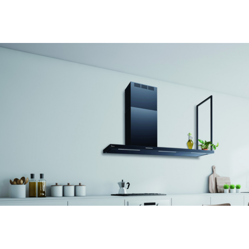 Baraldi ELEA PARETE Cappa Cucina Ad Isola 180 Cm Camino Sx - Motore 900 M3/h - Nero