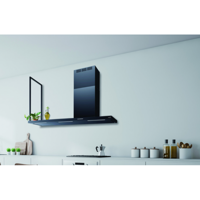 Baraldi ELEA PARETE Cappa cucina ad isola 180 cm camino dx - motore 900 m3/h - Nero