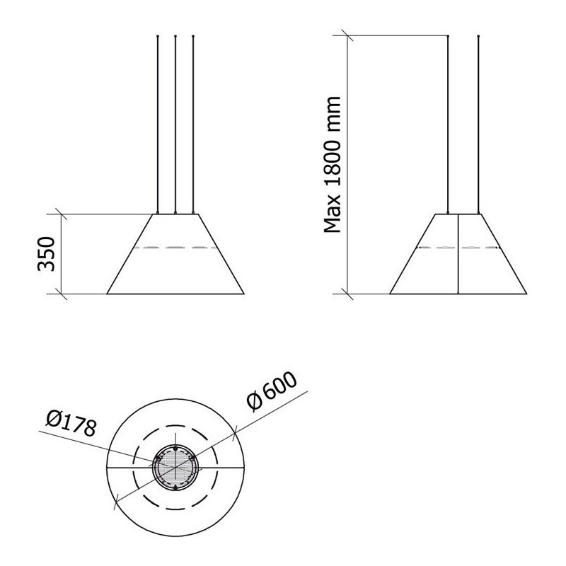 Baraldi EVA Appesa Cappa Cucina Ad Isola 60 Cm Classe A 800 M3/h - Oro Gold