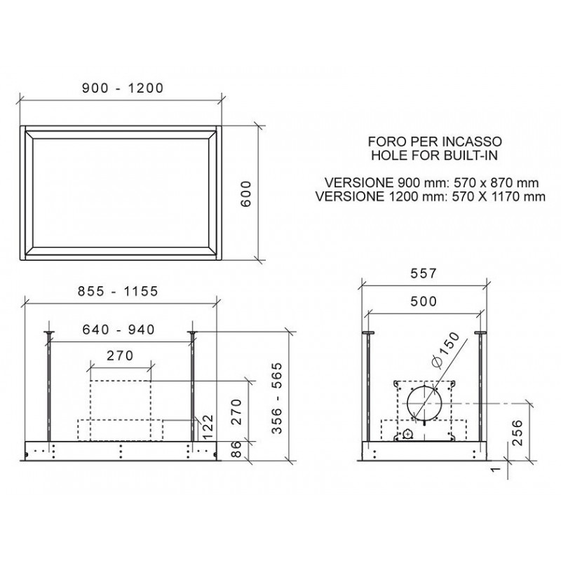 Baraldi Gea Flat Cappa Cucina Da Soffitto 120 Cm 01GEAFL120WHSP - Bianco