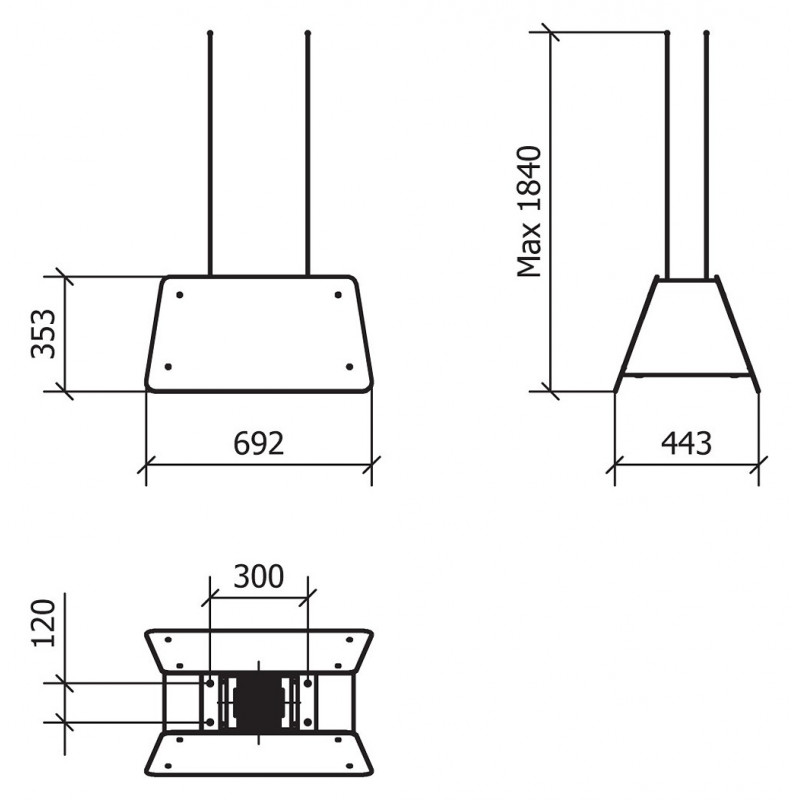 Baraldi LADY Appesa Cappa Cucina Ad Isola Classe A 800 M3/h - Bianco