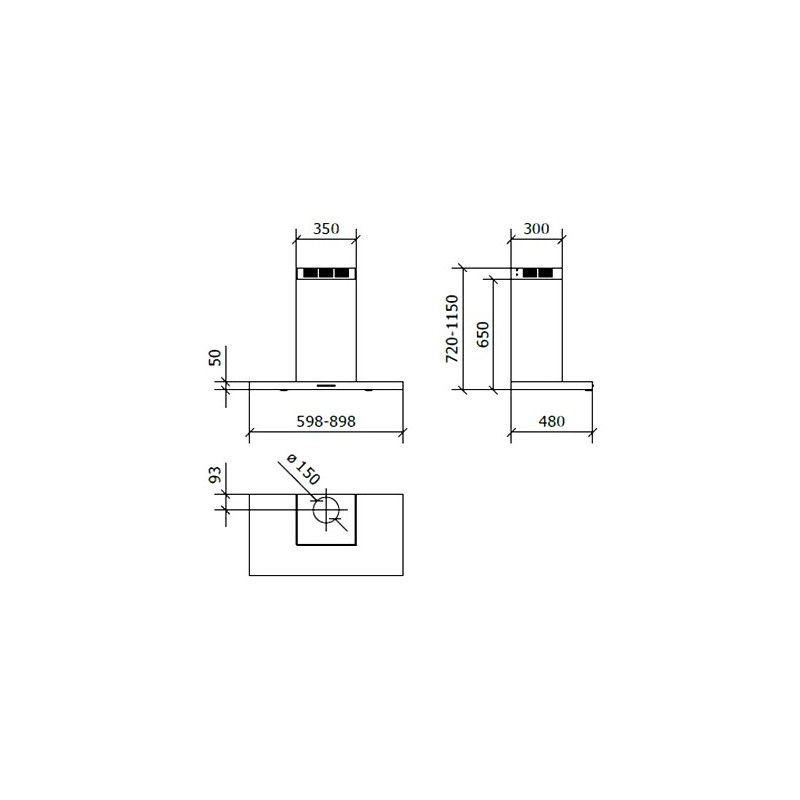 Baraldi LEA PARETE Cappa Cucina A Parete 60 Cm 800 M3/h Dry Drop - Acciaio Inox