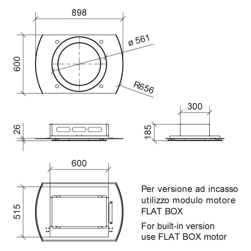 Baraldi Nima Free Cappa Cucina Da Soffitto 90 Cm Classe A 900 M3/h - Bianca