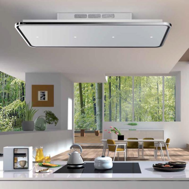 Baraldi NOTA FREE Soffitto Cappa Cucina Da Soffitto 90 Cm 1300 M3/h 01NOTFR090WH13 - Cromo/Bianco