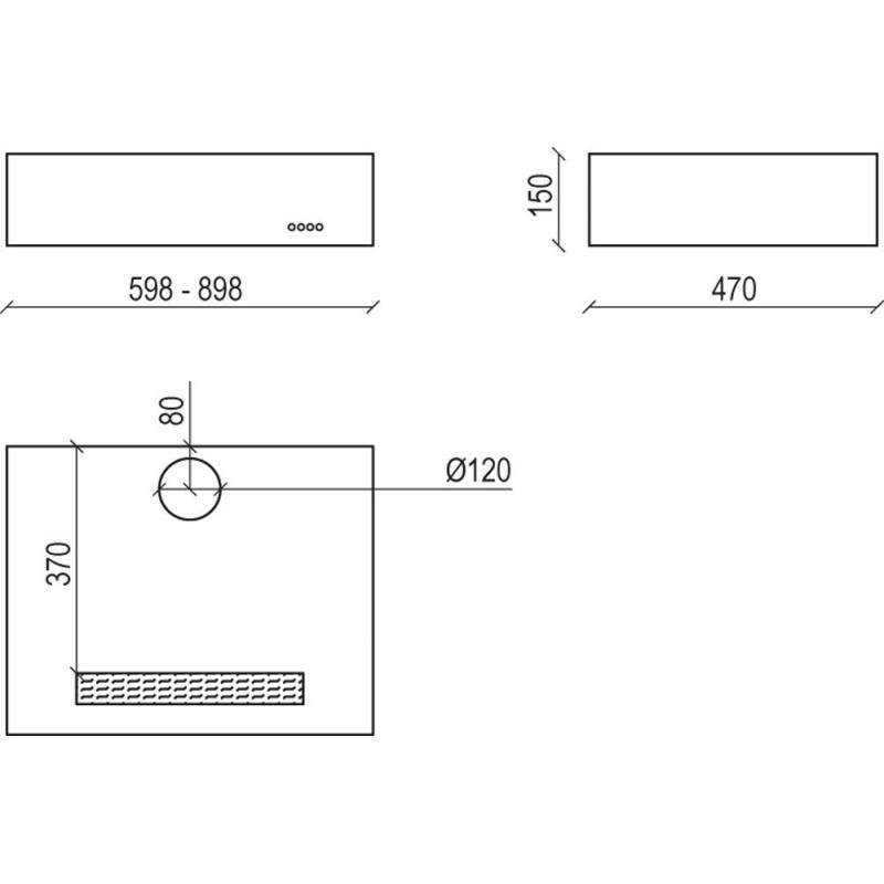 Baraldi QUADRA Cappa Sottopensile 90 Cm - Motore 380 M3/h - Inox