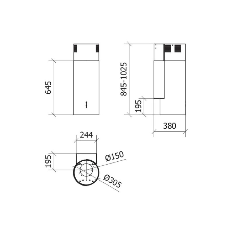 Baraldi RODIA Cappa Cucina A Parete 30 Cm 900 M3/h - Nero