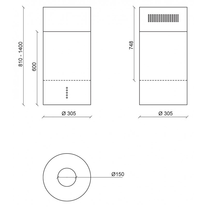 Baraldi RODIA ISOLA Cappa Isola 30 Cm - Motore 900 M3/h - Inox