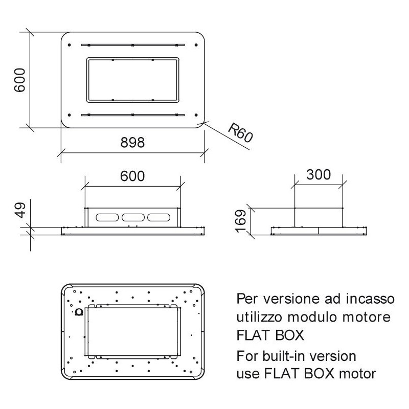 Baraldi Stivia Free Cappa Cucina Da Soffitto 90 Cm Classe A - Vetro Bianco