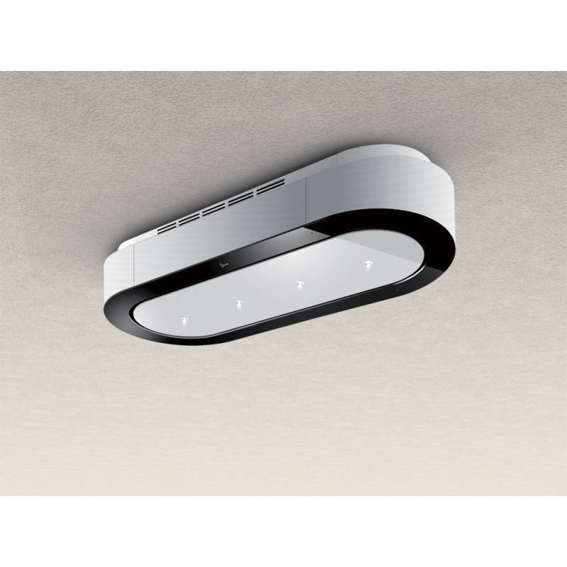 Baraldi Unika a Vista Cappa da soffitto 120 cm Classe A 01UNKISV120WH90 - Bianco/Nero