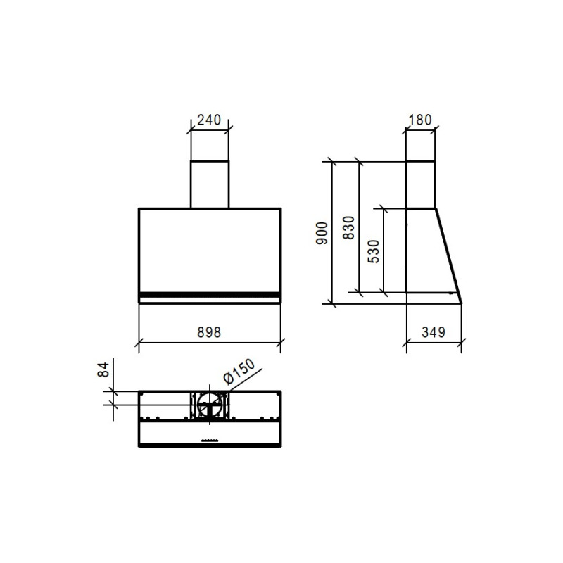 Baraldi WALL Cappa Cucina A Parete 90 Cm 800 M3/h - Inox