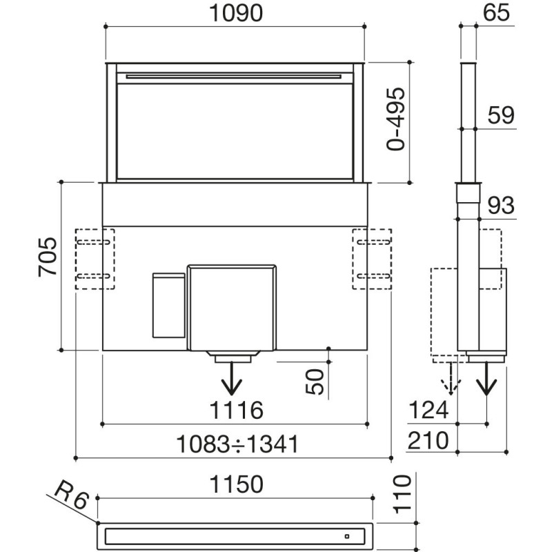 Barazza 1KBDD12 Cappa Aspirante Aspirazione Verso Il Basso Acciaio Inox 1000 M³/h C