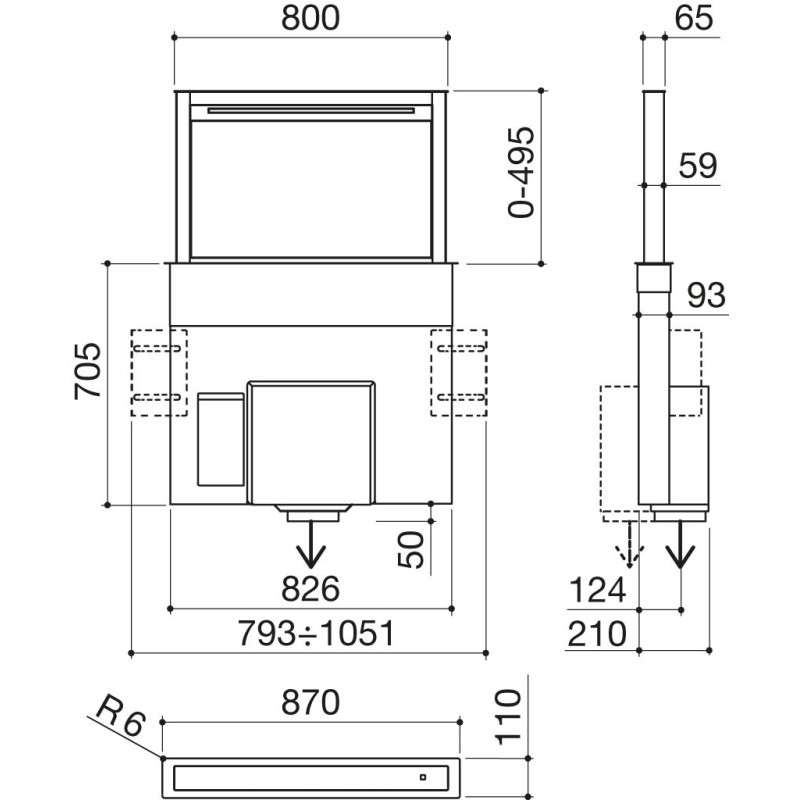 Barazza 1KBDD9 Cappa Aspirante Aspirazione Verso Il Basso Acciaio Inox 1000 M³/h C