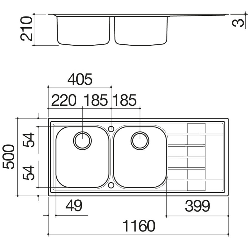 Barazza 1LLV120/2D Lavello Lavello Ad Incasso Rettangolare Acciaio Inox