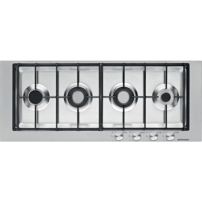 Barazza 1PBF104 Piano Cottura Nero Acciaio Inox Da Incasso Gas 4 Fornello(i)
