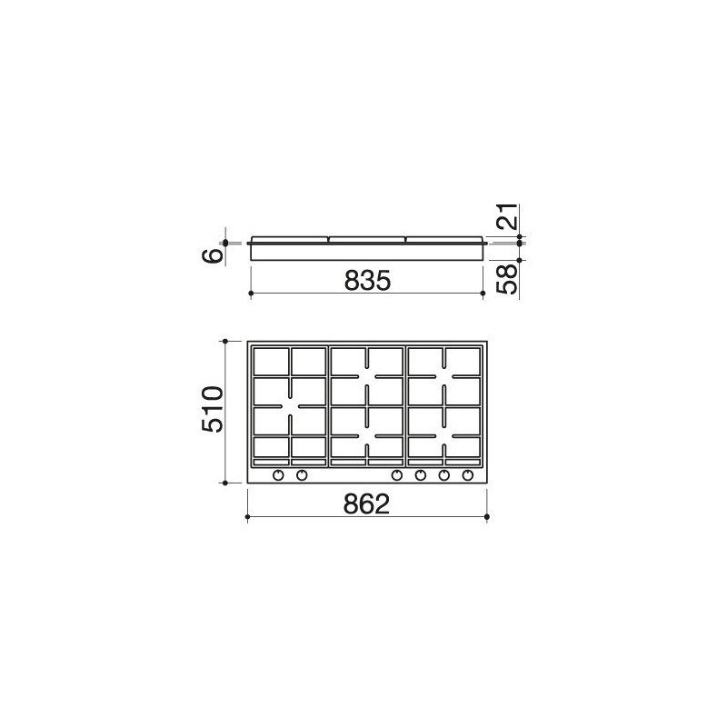 Barazza 1PBF95 Piano Cottura Nero Acciaio Inox Da Incasso Gas 5 Fornello(i)