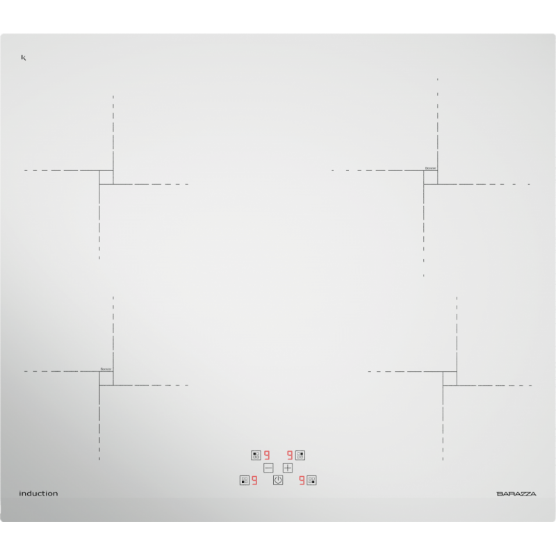 Barazza 1PIDG64B Piano cottura Induzione Green Incasso da 60 - 4 zone a induzione Touch Control con limitatore di potenza Bianco