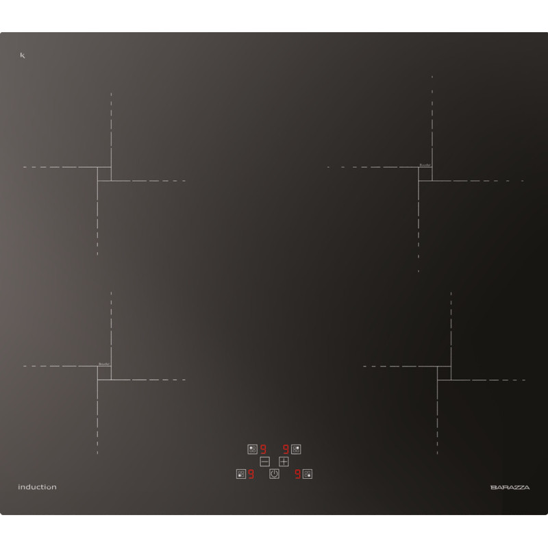 Barazza 1PIDG64N piano cottura Nero Da incasso 60 cm Piano cottura a induzione 4 Fornello(i)
