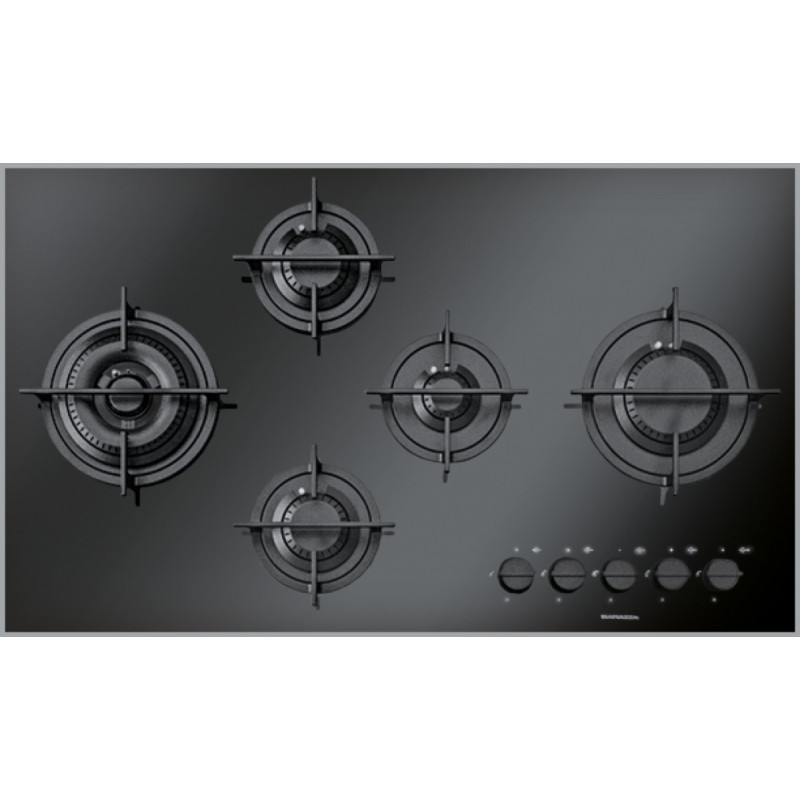 Barazza 1PKM90N Piano Cottura Nero Da Incasso 90 Cm Gas 5 Fornello(i)