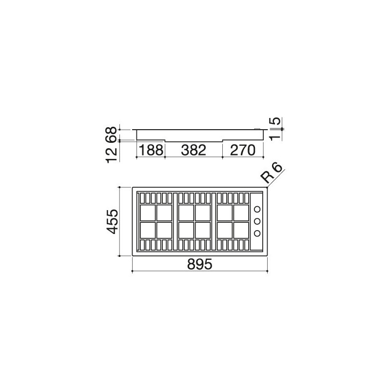 Barazza 1PLB2TI Piano Cottura Acciaio Inox Da Incasso Gas 3 Fornello(i)