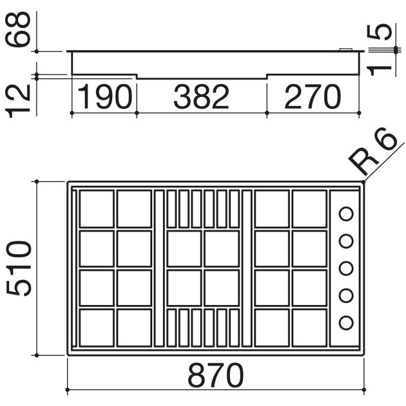 Barazza 1PLB5 Piano Cottura Nero Acciaio Inox Da Incasso Gas 5 Fornello(i)