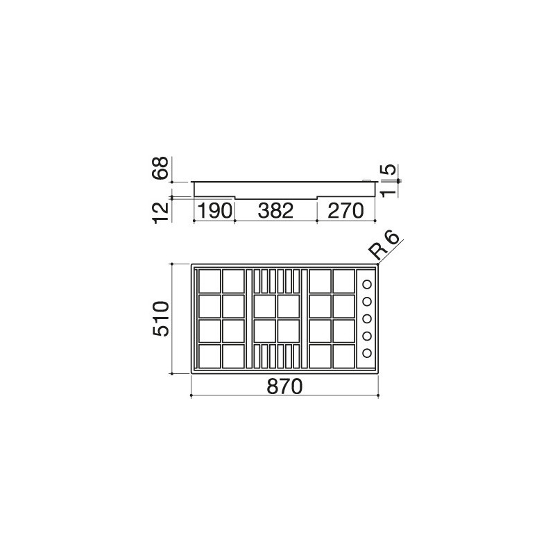 Barazza 1PLB5I Piano Cottura Acciaio Inox Da Incasso Gas 5 Fornello(i)