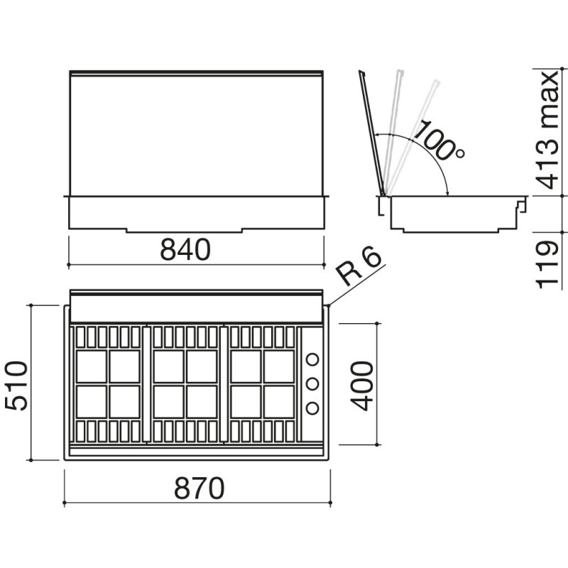 Barazza 1PLBC2T Piano Cottura Nero Acciaio Inox Da Incasso Gas 3 Fornello(i)