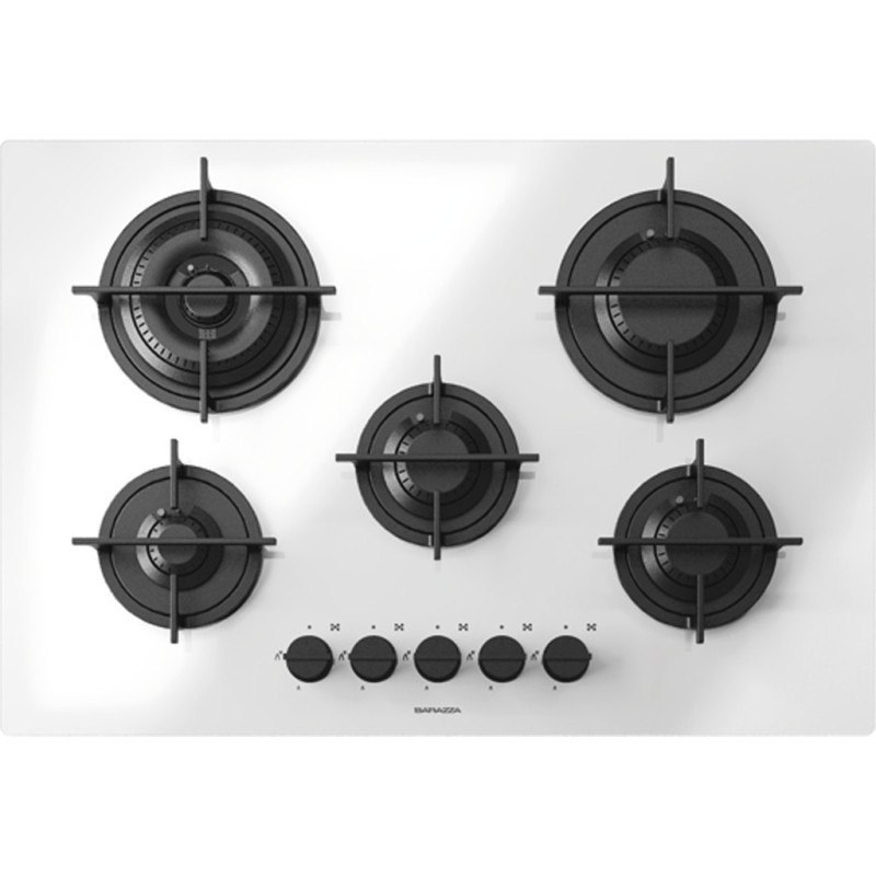 Barazza 1PMD70B Piano Cottura Bianco Da Incasso 75 Cm Gas 5 Fornello(i)