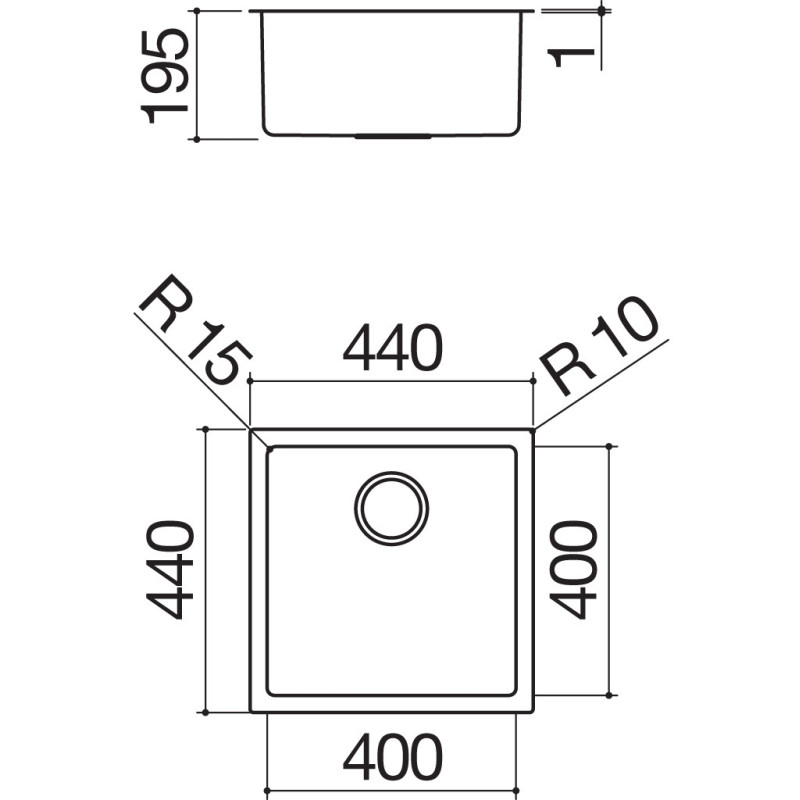 Barazza 1X4040S Lavello Lavello Sottopiano Quadrato Acciaio Inox