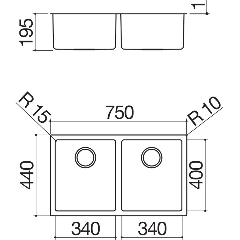 Barazza 1X842S Lavello Lavello Sottopiano Rettangolare Acciaio Inox