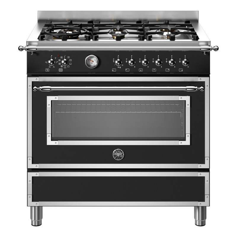 Bertazzoni HER96L1ENET Cucina Elettrico Gas Nero Acciaio Inox A