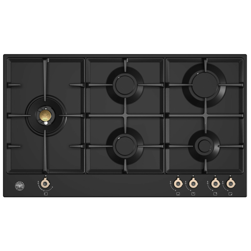 Bertazzoni P905LPRONE piano cottura Nero Superficie piana 89 cm Gas 5 Fornello(i)