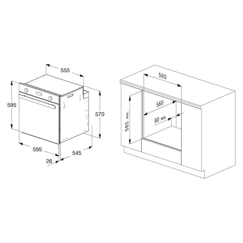 BLANCO 1043104 FORNO ELETTRICO CHEF  5 Funzioni 64 Litri Classe A  jasmine