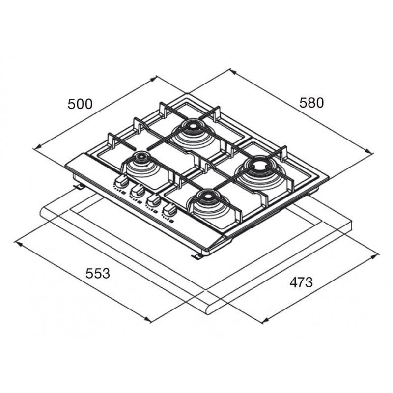 Blanco 1046152 Piano Cottura A Gas Exclusive 6x5-4 58 Cm - Nero