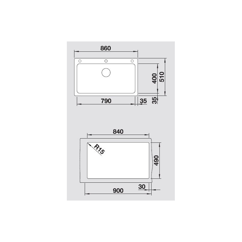 BLANCO 1521816 VASCA NAYA XL 9 Dimensione 860x510 Mm Sopratop Silgranit  bianco