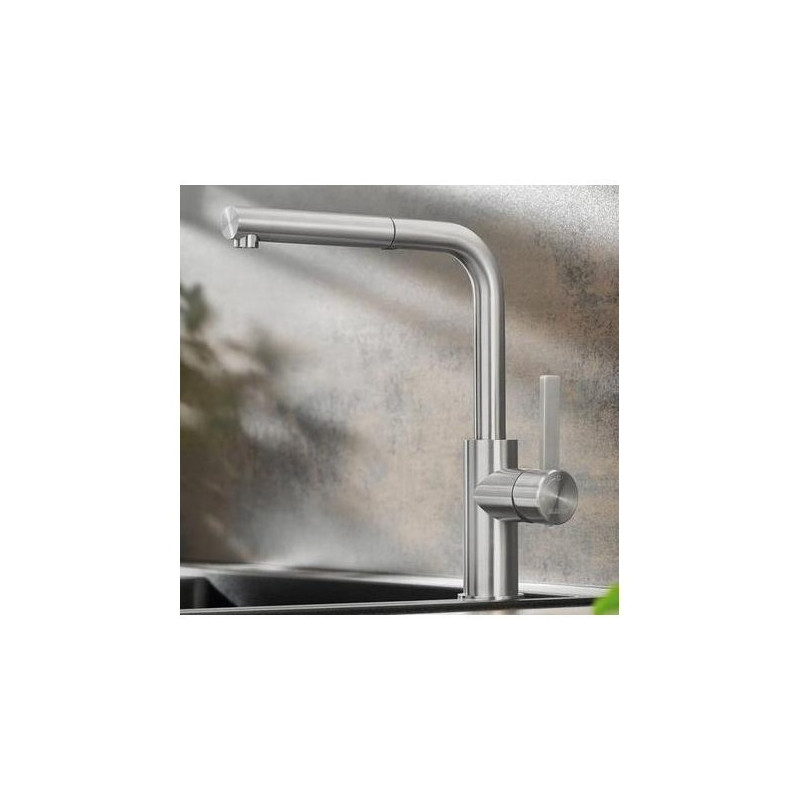 BLANCO 1523123 Miscelatore Lanora-S canna alta doccia estraibile Acciaio massiccio Spazzolato