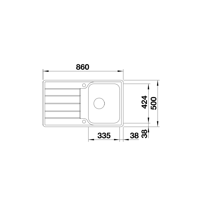 BLANCO 1525330 Lavello CLASSIMO 45 S-IF 1 Vasca+gocciolatoio 86x50cm Reversibile Acciaio Inox