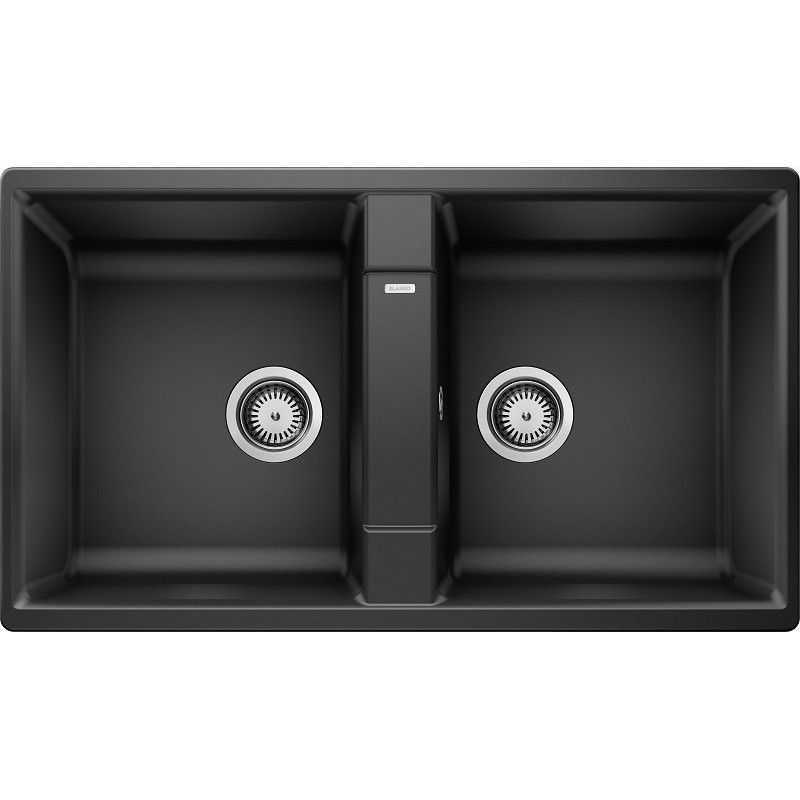 BLANCO 1526029 LAVELLO ZIA 9  2 Vasche Dimensione Intaglio 860x500 Mm Silgranit  nero