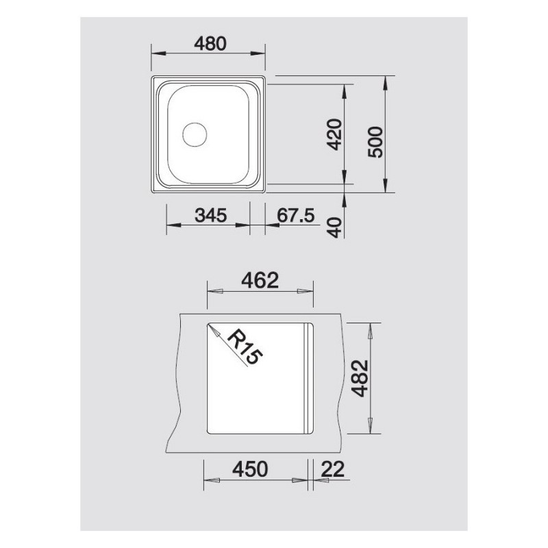 BLANCO 1619425 Lavello Tipo 45 1 Vasca 48x50cm Acciaio Inox