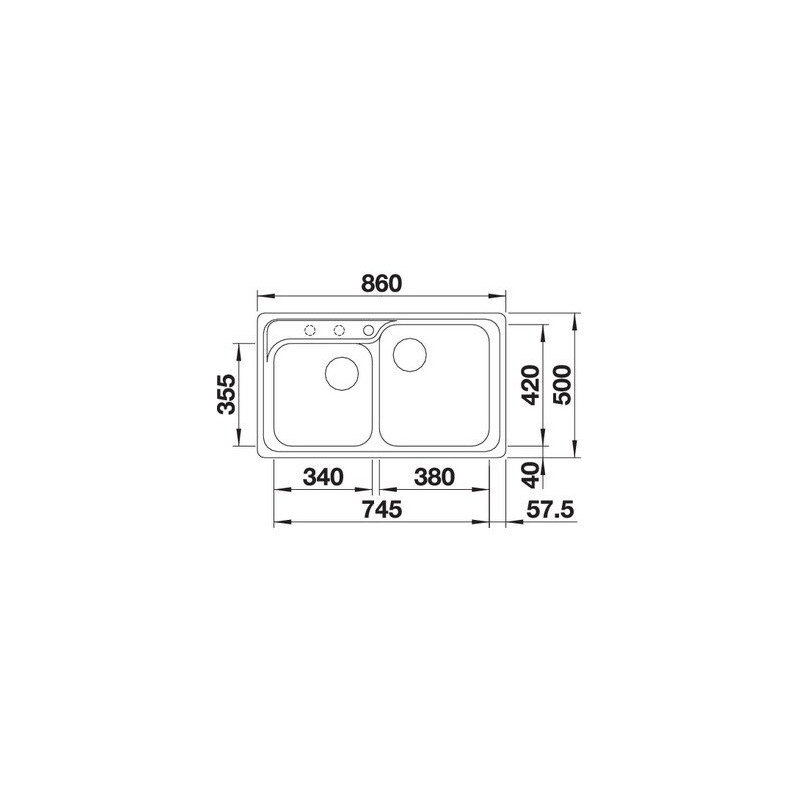 Blanco NOVA 8 1217075 Lavello Incasso 86 X 50 Cm Silgranit 2 Vasche - Avana RG