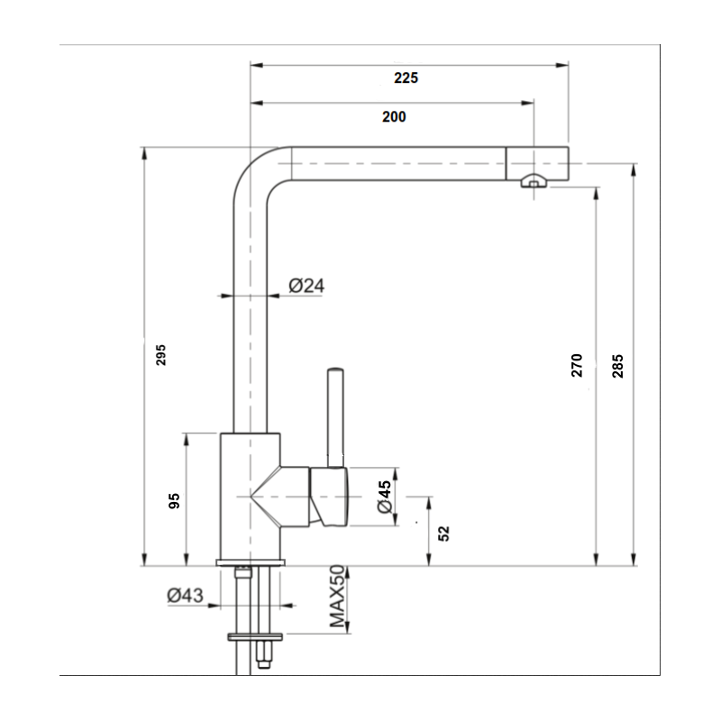 CROLLA 17730.CR Miscelatore Monocomando canna Alta Cromo