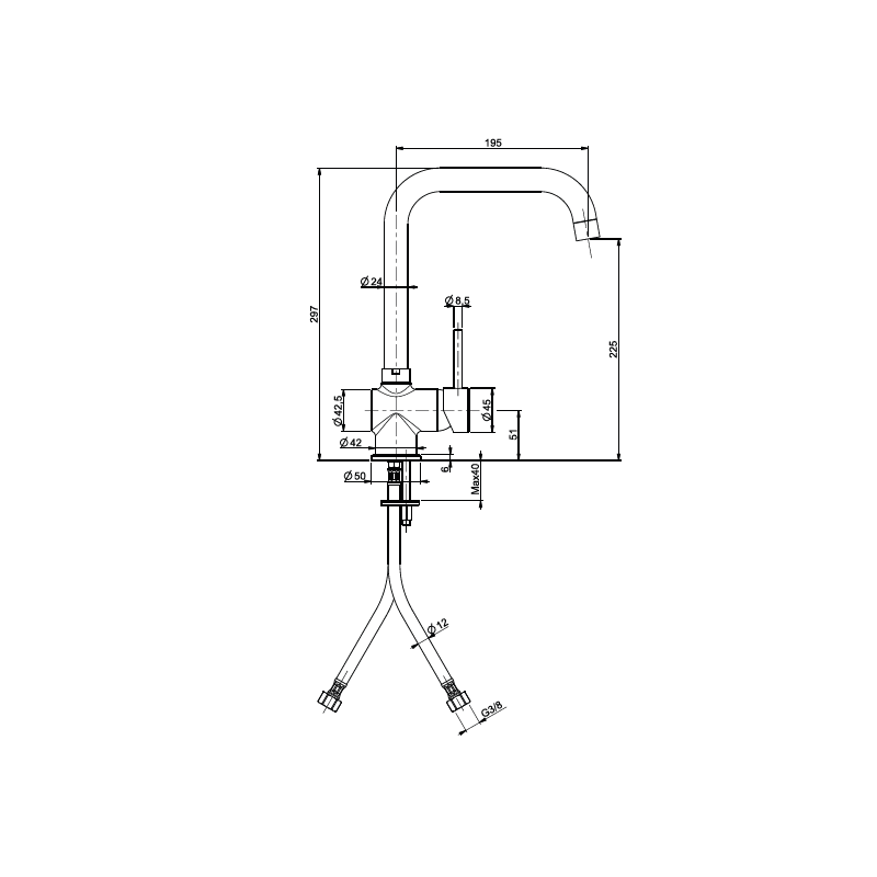 CROLLA 2670.CR Miscelatore Monocomando Canna Alta Cromo