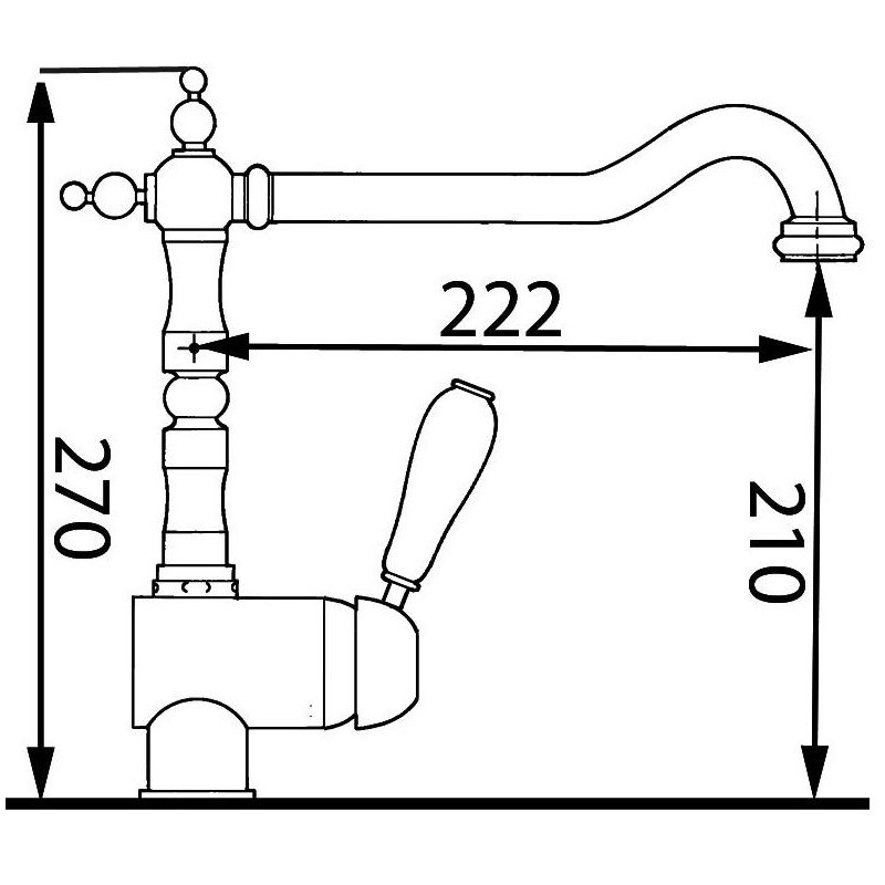 CROLLA 2800.VO Miscelatore Rustico Monocomando Canna Alta Vecchio Ottone