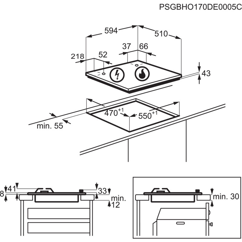 Electrolux EGS6414X Piano Cottura Acciaio Inox Da Incasso 60 Cm Gas 4 Fornello(i)