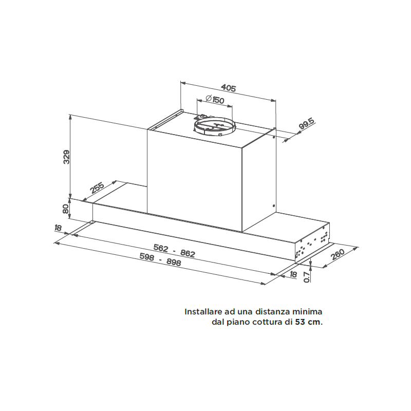 FABER 305.0655.735 Cappa Aspirante Ad Incasso ULTRA SLIM X KL A60  730 M³/h K-LINK Classe C Acciaio Inox