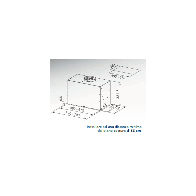 FABER 305.0658.609 Cappa Aspirante Ad Incasso INKA LUX PREMIUM BK MATT A70 KL 720 M³/h Classe A  nero Opaco